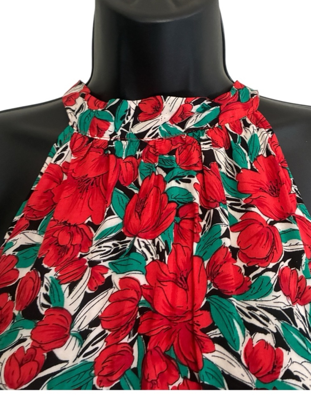 Bohochic Garden Party Red Floral Halter Maxi Summer Dress Size S/M - Picture 3 of 8